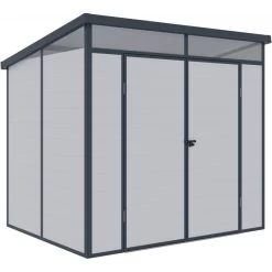 Abri De Jardin En Résine 4,10m² Gris Clair Toit Monopente Skylight + Plancher - Jobu -Abri De Jardin abri de jardin en resine 410m gris clair toit monopente skylight plancher jobu 5