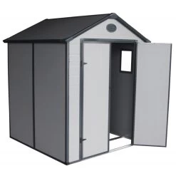 Abri De Jardin En Résine Gris 3,65m² + Kit De Fondation - JOBU