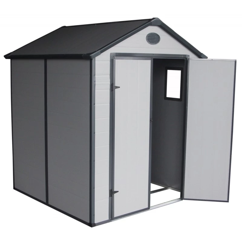 Abri De Jardin En Résine Gris 3,65m² + Kit De Fondation - JOBU 3 Abri De Jardin En Résine Gris 3,65m² + Kit De Fondation - JOBU