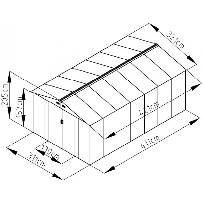Abri De Jardin Métal 13,51m² Imitation Bois Vieilli 5 Abri De Jardin Métal 13,51m² Imitation Bois Vieilli – Image 3