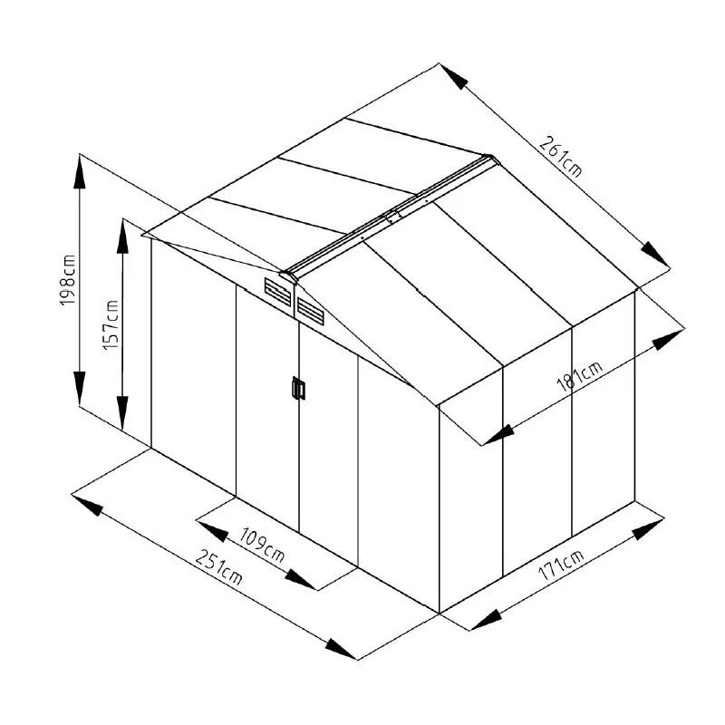 Abri De Jardin Métal 4,72m² Imitation Bois Vieilli 5 Abri De Jardin Métal 4,72m² Imitation Bois Vieilli – Image 3