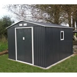 Abri De Jardin En Métal 8,84m² PLUS Anthracite + Kit D'ancrage X-METAL -Abri De Jardin abri de jardin metal 884m plus anthracite kit d ancrage x metal 4