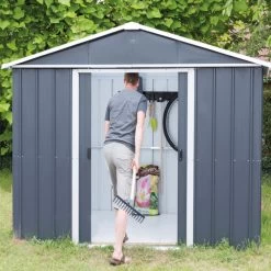 Abri De Jardin Métal Anthracite 2,77m² + Kit D'ancrage Inclus - YARDMASTER