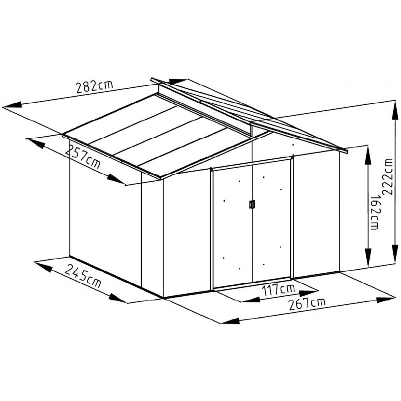 Abri De Jardin Métal Avec Puit De Lumière 7,25m² Imitation Bois Vieilli 5 Abri De Jardin Métal Avec Puit De Lumière 7,25m² Imitation Bois Vieilli – Image 3