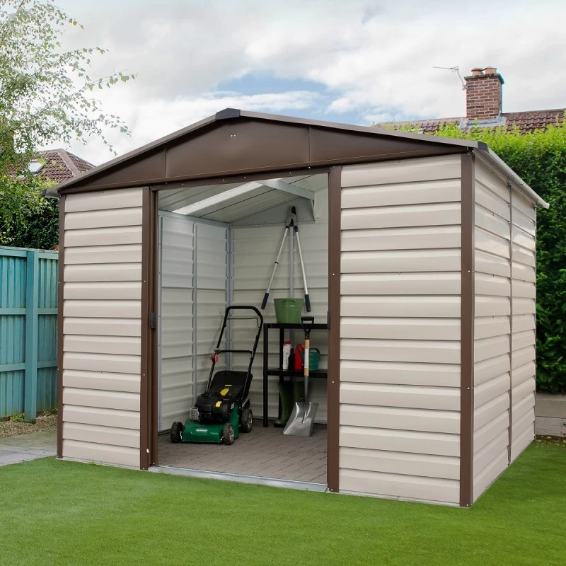 Abri De Jardin Métal Beige Et Marron 11,39m² + Kit D'ancrage Inclus - YARDMASTER 5 Abri De Jardin Métal Beige Et Marron 11,39m² + Kit D'ancrage Inclus - YARDMASTER – Image 3