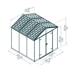 Abri De Jardin RUBICON 5,4m² En Aluminium Et Polycarbonate - Canopia By Palram -Abri De Jardin abri de jardin rubicon 237x229cm en aluminium et polycarbonate canopia by palram 2