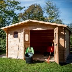 Abri De Jardin En Douglas DOMMAR 15,27m² Madriers 28mm + Couverture Onduline - HABRITA -Abri De Jardin abri dommar 1527m en madriers douglas 28mm sans plancher habrita 5