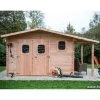 Abri En Bois De Douglas DOMMAR 19,65m² Madriers 28mm Avec Bûcher + Couverture Onduline - HABRITA -Abri De Jardin abri dommar 1965m en madriers douglas 28mm avec bucher habrita