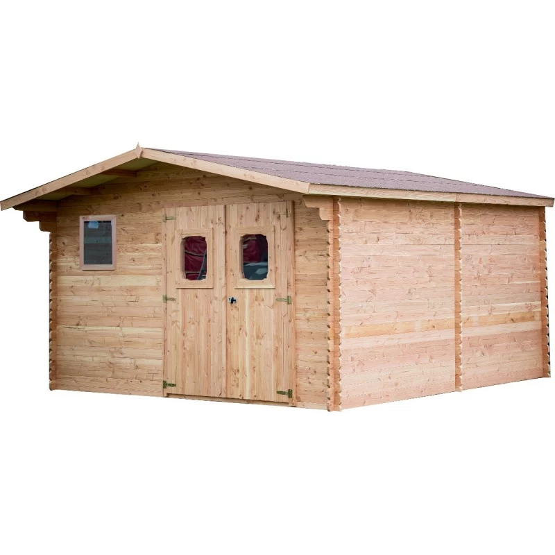 Abri En Madriers Douglas 28mm DOMMAR 23,14m² + Couverture Onduline - HABRITA 4 Abri En Madriers Douglas 28mm DOMMAR 23,14m² + Couverture Onduline - HABRITA – Image 2