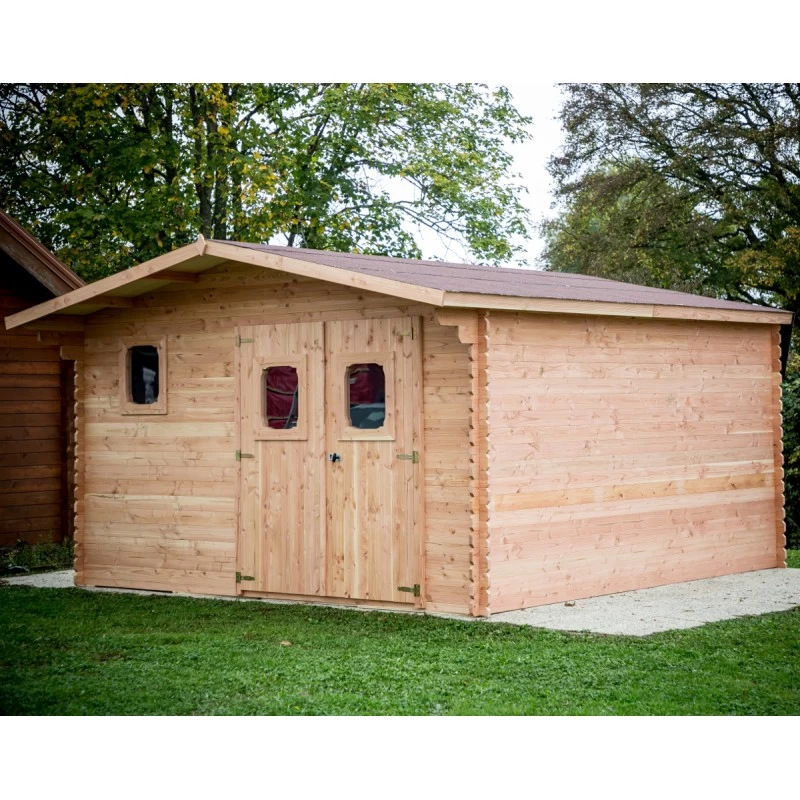 Abri En Madriers Douglas 28mm DOMMAR 23,14m² + Couverture Onduline - HABRITA 3 Abri En Madriers Douglas 28mm DOMMAR 23,14m² + Couverture Onduline - HABRITA