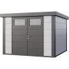 Abri En Acier Galvanisé Gris Blanc 8,9m² Avec Double Porte Eleganto 3030 Telluria -Abri De Jardin abri en acier galvanise gris blanc 89m avec double porte eleganto 3030 telluria