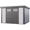 Abri En Acier Galvanisé Gris Blanc 9,8m² Avec Double Porte Eleganto 3330 Telluria -Abri De Jardin abri en acier galvanise gris blanc 98m avec double porte eleganto 3330 telluria