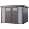 Abri En Acier Galvanisé Gris Clair 8,9m² Avec Double Porte Eleganto 3030 Telluria -Abri De Jardin abri en acier galvanise gris clair 89m avec double porte eleganto 3030 telluria