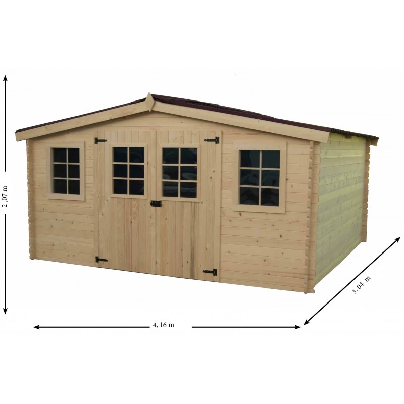 Abri En Bois Massif 12,65m² – Madriers 28mm + Couverture Plaques Ondulées 6 Abri En Bois Massif 12,65m² – Madriers 28mm + Couverture Plaques Ondulées – Image 4