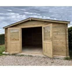 Abri En Bois Massif 12m² PRIMO 28mm Traité Teinté Marron Gardy Shelter -Abri De Jardin abri en bois massif 12m primo 28mm traite teinte marron gardy shelter 2