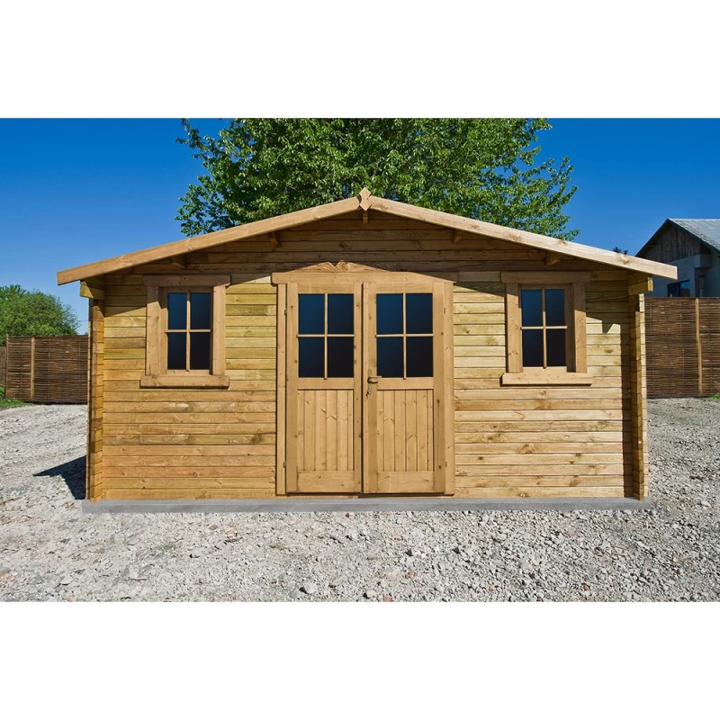 Abri En Bois Massif 19,8m² PLUS 28mm Traité Teinté Marron Gardy Shelter 5 Abri En Bois Massif 19,8m² PLUS 28mm Traité Teinté Marron Gardy Shelter – Image 3