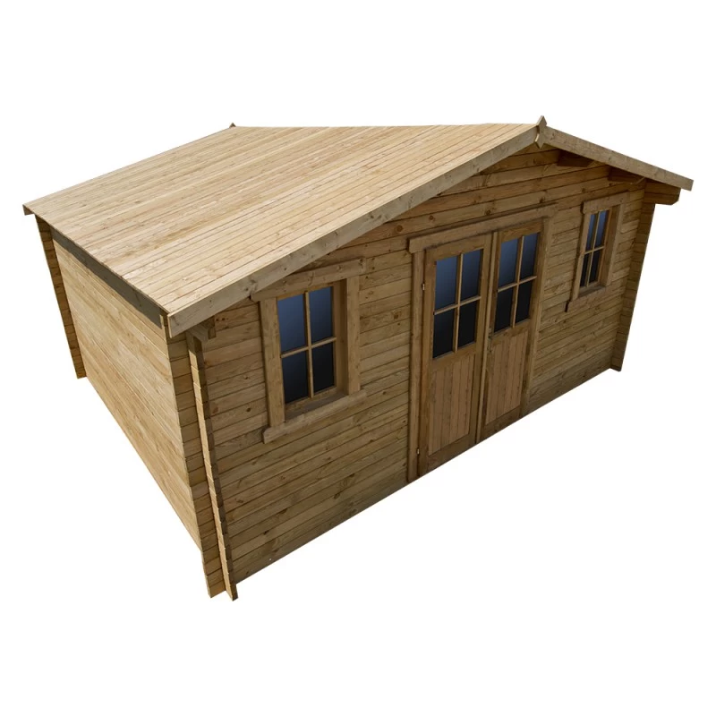 Abri En Bois Massif 19,8m² PLUS 28mm Traité Teinté Marron Gardy Shelter 8 Abri En Bois Massif 19,8m² PLUS 28mm Traité Teinté Marron Gardy Shelter – Image 6