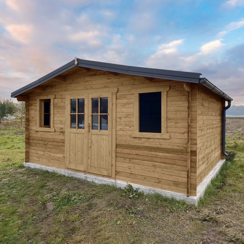 Abri En Bois Massif 19,8m² PLUS 28mm Traité Teinté Marron Gardy Shelter 3 Abri En Bois Massif 19,8m² PLUS 28mm Traité Teinté Marron Gardy Shelter