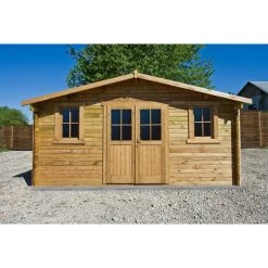 Abri En Bois Massif 19,8m² PLUS 40mm Traité Teinté Marron Gardy Shelter -Abri De Jardin abri en bois massif 198m plus 40mm traite teinte marron gardy shelter 2