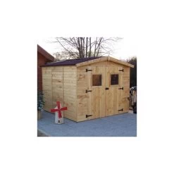 Abri En Bois Massif 5,76m² – Panneaux 16mm + Plancher + Couverture Plaques Ondulées -Abri De Jardin abri en bois massif 576m panneaux 16mm plancher couverture plaques ondulees 3