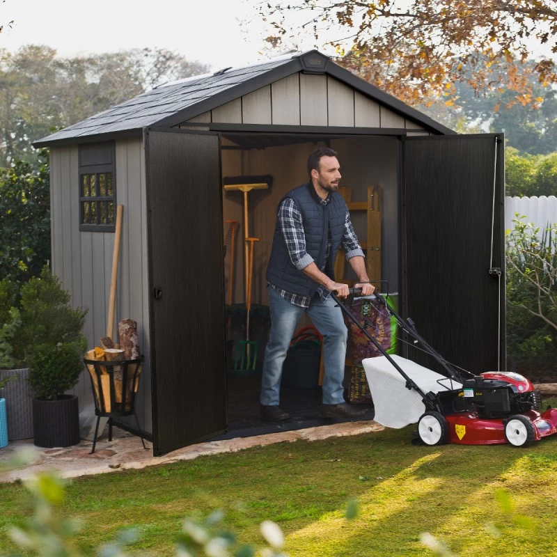 Abri En Résine Brossée Oakland 757 Brossium 5,1m² + Plancher - Keter 4 Abri En Résine Brossée Oakland 757 Brossium 5,1m² + Plancher - Keter – Image 2