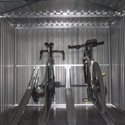 Abri Pour 4 Vélos En Acier Galvanisé Gris Avec Rails De Rangement 4,02m² - Chalet Et Jardin -Abri De Jardin abri pour 4 velos en acier galvanise gris avec rails de rangement 402m chalet et jardin 4