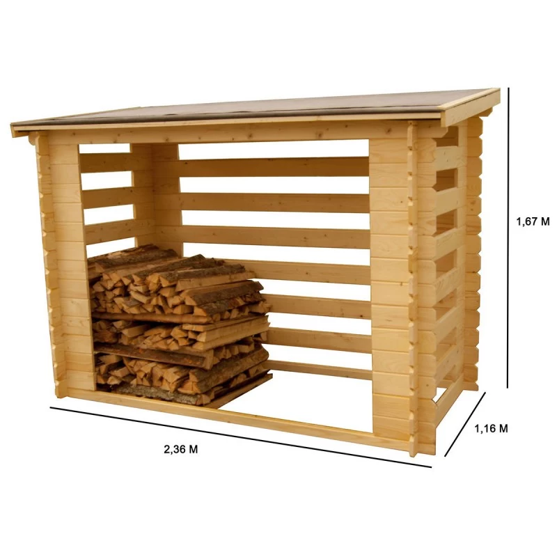 Abri Range-bûches 4 Stères Madriers Massif 20mm Certifié 4 Abri Range-bûches 4 Stères Madriers Massif 20mm Certifié – Image 2