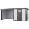Abri Telluria Eleganto Lounge 2424 Gris Blanc 12,5m² Avec Extension Gauche - Telluria -Abri De Jardin abri telluria eleganto lounge 2424 en acier galvanise gris blanc 125m avec extension gauche