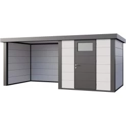 Abri Telluria Eleganto Lounge 2424 Gris Blanc 12,5m² Avec Extension Gauche - Telluria