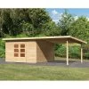 Abri Toit Plat 13,60m² Bois Massif 40mm Northeim 5 Avec Appentis 330cm – Karibu -Abri De Jardin abri toit plat 1360m bois massif 40mm northeim 5 avec appentis 330cm woodfeeling