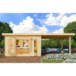 Abri Toit Plat 13,60m² Bois Massif 40mm Radeburg 3 Avec Appentis 330cm – Karibu 10 Abri Toit Plat 13,60m² Bois Massif 40mm Radeburg 3 Avec Appentis 330cm – Karibu -Abri De Jardin abri toit plat 1360m bois massif 40mm radeburg 3 avec appentis 330cm karibu 2