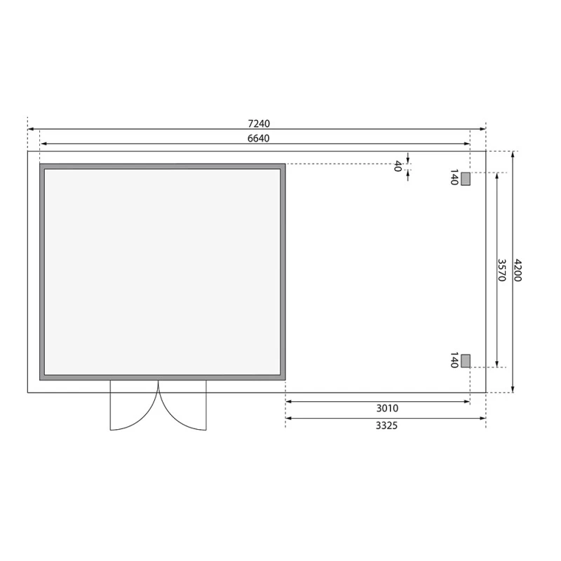 Abri Toit Plat 13,60m² Bois Massif Gris Terre 40mm Northeim 5 Avec Appentis 330cm Et Paroi Arrière – Karibu 5 Abri Toit Plat 13,60m² Bois Massif Gris Terre 40mm Northeim 5 Avec Appentis 330cm Et Paroi Arrière – Karibu – Image 3
