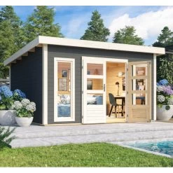 Abri Toit Plat 13,60m² Bois Massif Gris Terre 40mm Northeim 5 – Karibu 10 Abri Toit Plat 13,60m² Bois Massif Gris Terre 40mm Northeim 5 – Karibu -Abri De Jardin abri toit plat 1360m bois massif gris terre 40mm northeim 5 woodfeeling 2