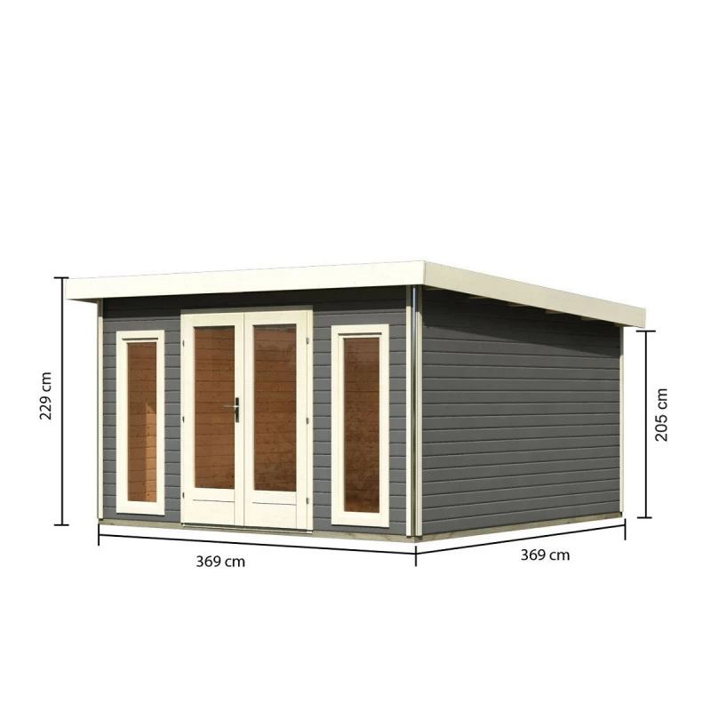 Abri Toit Plat 13,60m² Bois Massif Gris Terre 40mm Radeburg 3 – Karibu 4 Abri Toit Plat 13,60m² Bois Massif Gris Terre 40mm Radeburg 3 – Karibu – Image 2
