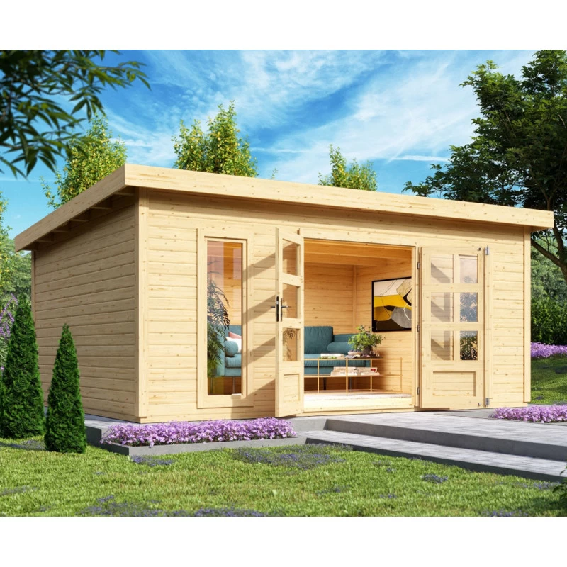 Abri Toit Plat 18,08m² Bois Massif 40mm Northeim 6 – Karibu 5 Abri Toit Plat 18,08m² Bois Massif 40mm Northeim 6 – Karibu – Image 3