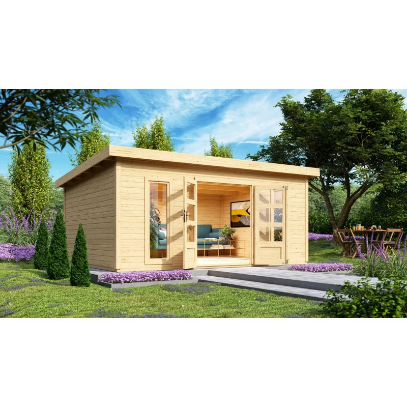 Abri Toit Plat 18,08m² Bois Massif 40mm Northeim 6 – Karibu 6 Abri Toit Plat 18,08m² Bois Massif 40mm Northeim 6 – Karibu – Image 4