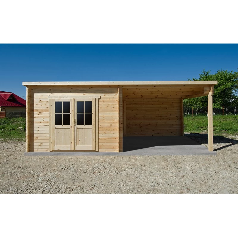 Abri Toit Plat 9m² PLUS + Terrasse Couverte Latérale 9m² Gardy Shelter 5 Abri Toit Plat 9m² PLUS + Terrasse Couverte Latérale 9m² Gardy Shelter – Image 3