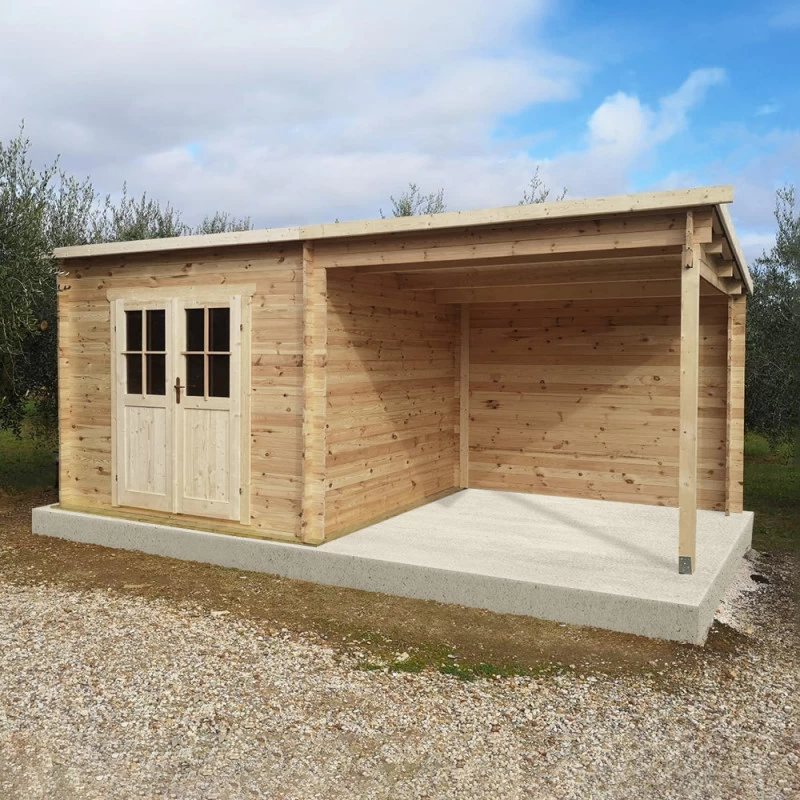 Abri Toit Plat 9m² PLUS + Terrasse Couverte Latérale 9m² Gardy Shelter 3 Abri Toit Plat 9m² PLUS + Terrasse Couverte Latérale 9m² Gardy Shelter