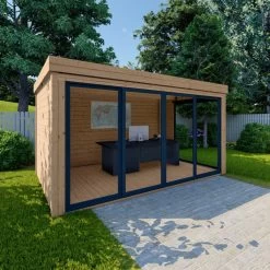 Bureau De Jardin En Bois Massif 11,8m² - Madriers 40mm Traités Teinté Marron Gardy Shelter -Abri De Jardin bureau de jardin en bois massif 118m madriers 40mm traites teinte marron gardy shelter 2