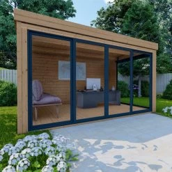 Bureau De Jardin En Bois Massif 11,8m² - Madriers 40mm Traités Teinté Marron Gardy Shelter -Abri De Jardin bureau de jardin en bois massif 118m madriers 40mm traites teinte marron gardy shelter 4