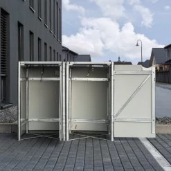 Cache-poubelle 2 Compartiments Müllbox En Aluminium Gris 2x240L – HIDE -Abri De Jardin cache poubelle 2 compartiments mullbox en aluminium gris 2x240l hide 3