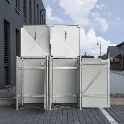 Cache-poubelle 2 Compartiments Müllbox En Aluminium Gris 2x240L – HIDE -Abri De Jardin cache poubelle 2 compartiments mullbox en aluminium gris 2x240l hide 4