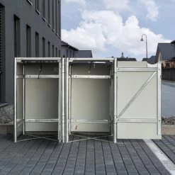 Cache-poubelle 2 Compartiments Müllbox En Aluminium Noir 2x240L – HIDE -Abri De Jardin cache poubelle 2 compartiments mullbox en aluminium noir 2x240l hide 2