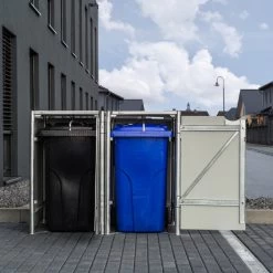 Cache-poubelle 2 Compartiments Müllbox En Aluminium Noir 2x240L – HIDE -Abri De Jardin cache poubelle 2 compartiments mullbox en aluminium noir 2x240l hide 4