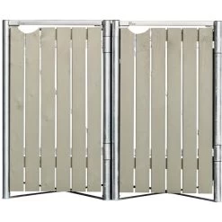 Cache-poubelle 2 Compartiments Müllbox En Bois Traité Gris 2x240L – HIDE -Abri De Jardin cache poubelle 2 compartiments mullbox en bois traite gris 2x240l hide 2