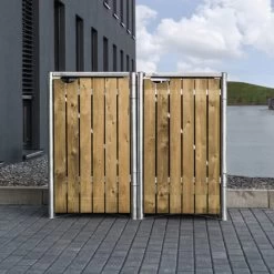 Cache-poubelle 2 Compartiments Müllbox En Bois Traité Naturel 2x140L – HIDE -Abri De Jardin cache poubelle 2 compartiments mullbox en bois traite naturel 2x140l hide 3