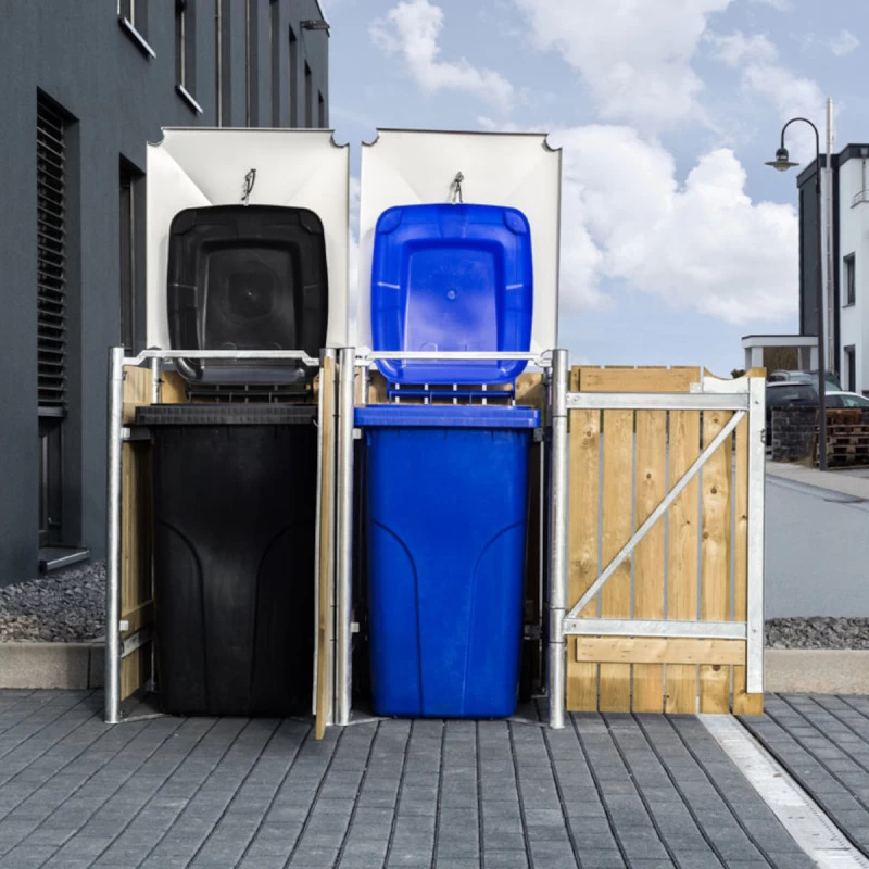 Cache-poubelle 2 Compartiments Müllbox En Bois Traité Naturel 2x240L – HIDE 7 Cache-poubelle 2 Compartiments Müllbox En Bois Traité Naturel 2x240L – HIDE – Image 5