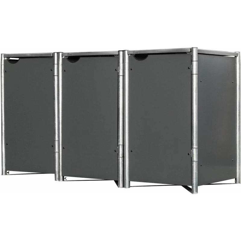 Cache-poubelle 3 Compartiments Müllbox En Aluminium Gris 3x140L – HIDE 4 Cache-poubelle 3 Compartiments Müllbox En Aluminium Gris 3x140L – HIDE – Image 2