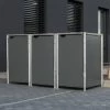 Cache-poubelle 3 Compartiments Müllbox En Aluminium Gris 3x240L – HIDE -Abri De Jardin cache poubelle 3 compartiments mullbox en aluminium gris 3x240l hide