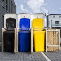 Cache-poubelle 3 Compartiments Müllbox En Bois Traité Naturel 3x140L – HIDE